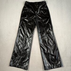 Free People Pants Womens 0 Black Star Crossed Lovers Faux Leather Straight Leg